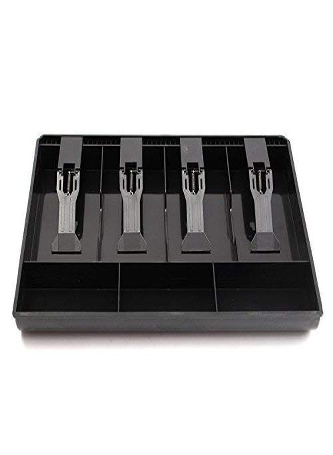 Bindex ABS Cash Tray, 4 Cash/Bills and 3 Coin Compartment Cash Drawer Safe Box | Black - Image 5
