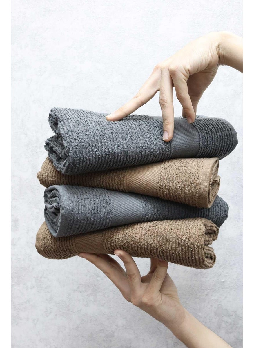 class 100% Cotton Coffee - Anthracite 2-Piece 50 x 100 Hand Face Towel Set  - Image 1