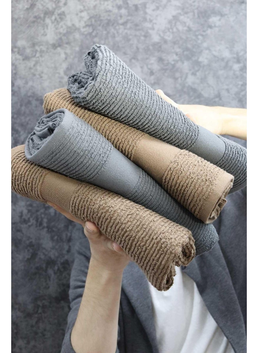 class 100% Cotton Coffee - Anthracite 2-Piece 50 x 100 Hand Face Towel Set  - Image 2