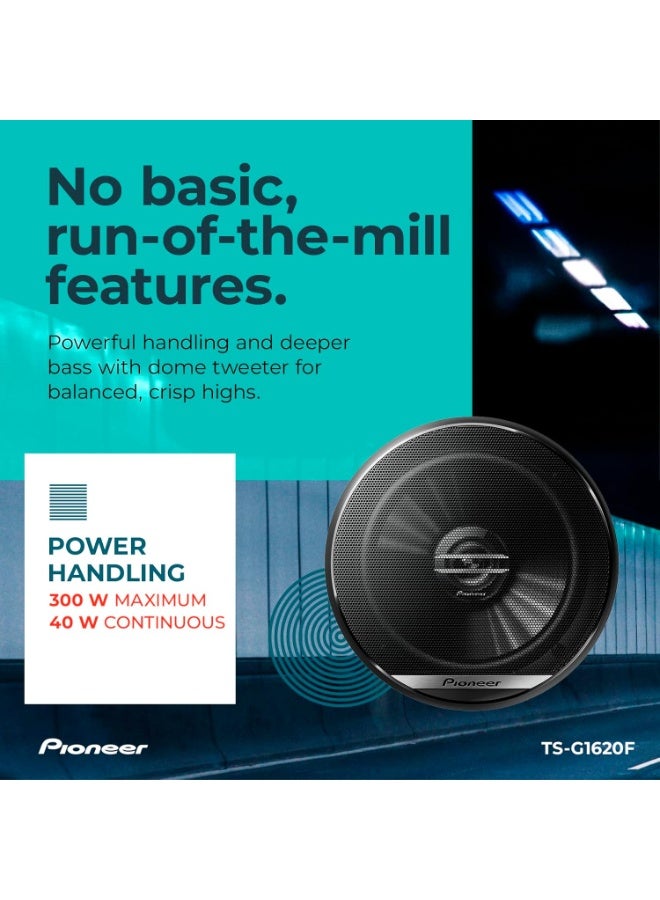 بايونير TS-G1620F، مكبرات صوت ثنائية الاتجاه للسيارات، نطاق كامل، جودة صوت نقية، سهولة التركيب واستجابة جهير مُحسّنة، مكبرات صوت مقاس 6.5 بوصة - Image 5