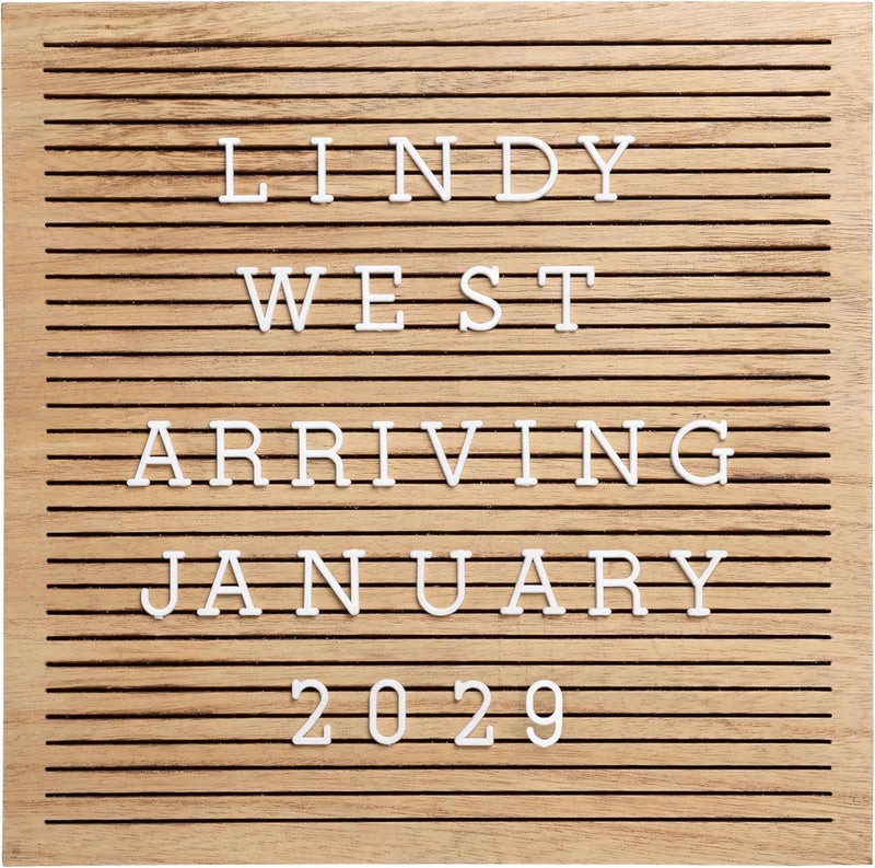 pearhead Classic Wooden Letterboard for Home Décor, Baby Announcement or Pregnancy Announcement, Baby Keepsake Photo Sharing Prop, Milestone Moments Letterboard - Image 1