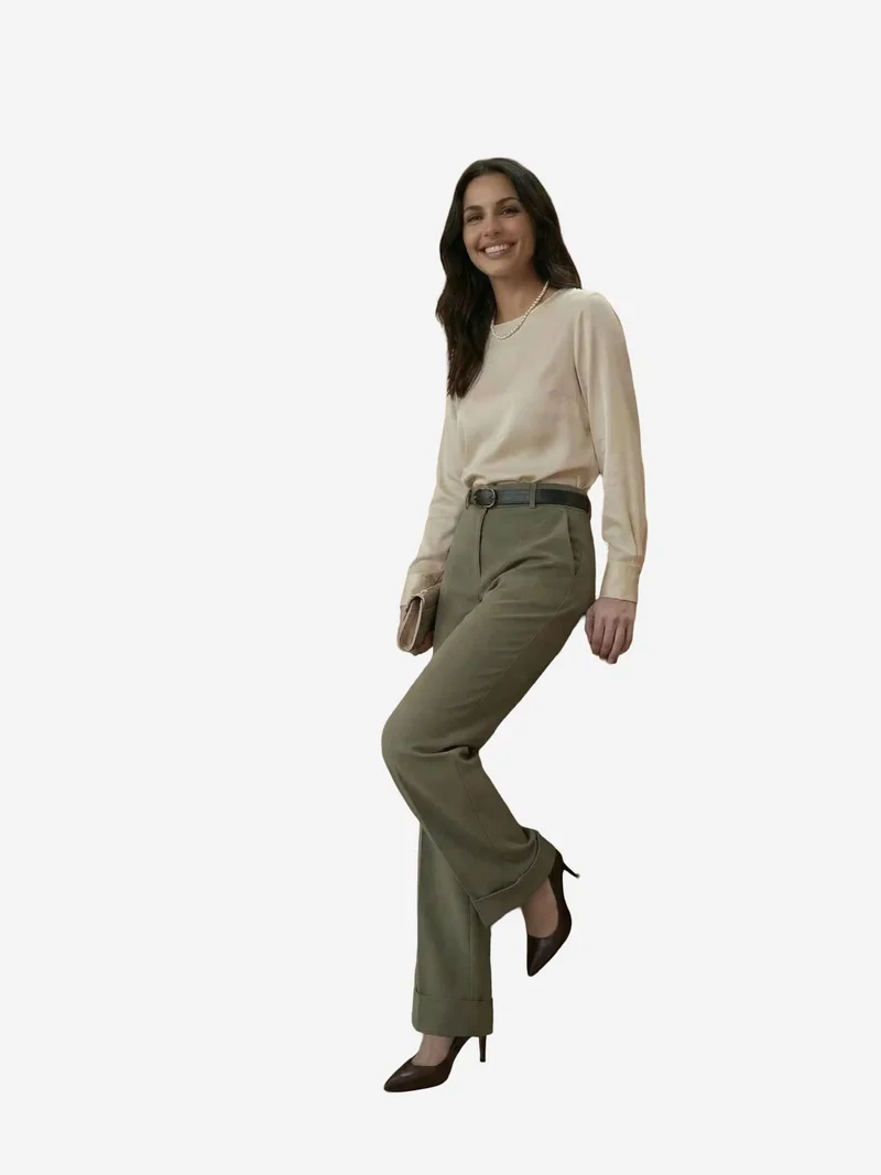 MY FASHION MY FASHION Belted Turnup Leg Pleated Trousers