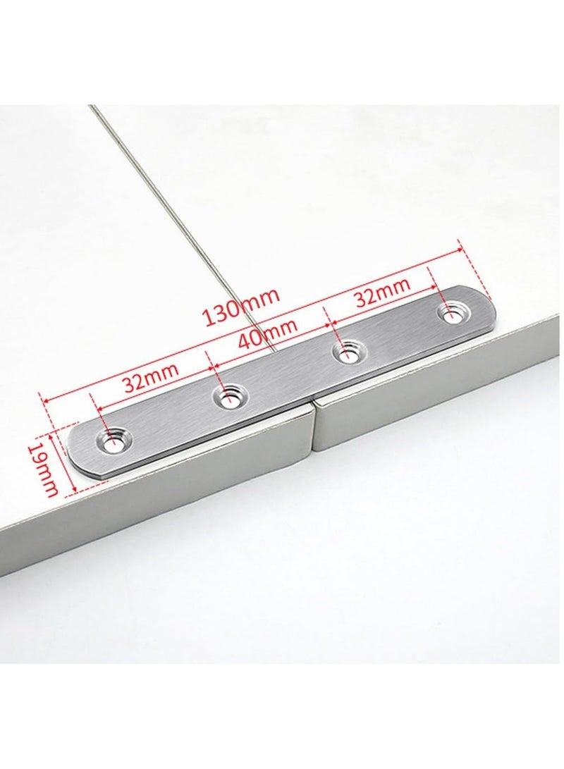 Rubik Flat Straight Brace Brackets with Screws, 10pcs Stainless Steel Mending Repair Plate for Shelf Supports Fixing Wood Furniture Chair Table Cabinet Bed (130x19mm)  - Image 2