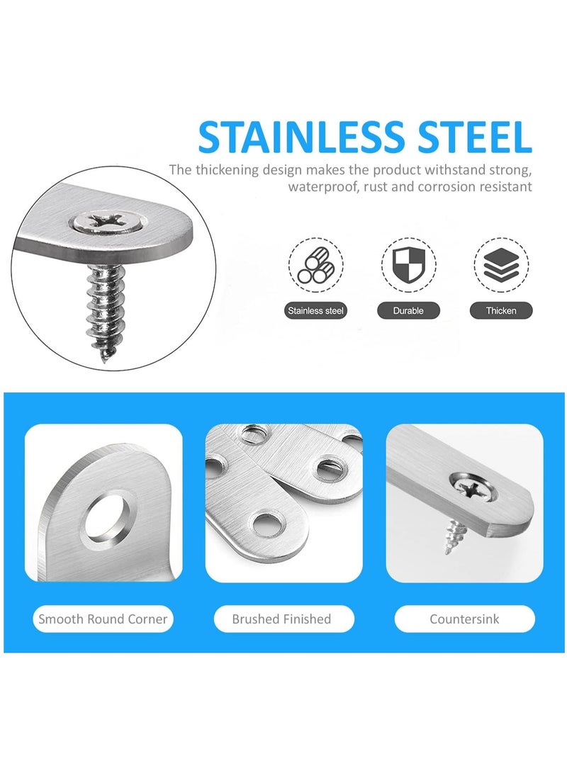 Rubik Flat Straight Brace Brackets with Screws, 10pcs Stainless Steel Mending Repair Plate for Shelf Supports Fixing Wood Furniture Chair Table Cabinet Bed (130x19mm)  - Image 4