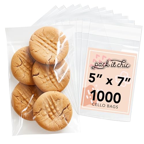 Pack It Chic - 5” X 7” (1000 Pack) Clear Resealable Cello Bags for Treats, Baked Goods, and Party Favors - Self Seal - Image 1