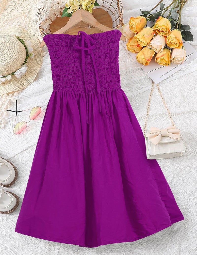 LA LEELA Women's Tube Dress Casual Short Top One Size Violet Solid - Image 5