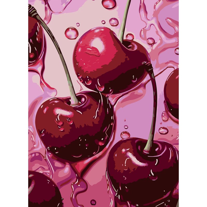 AIBOERL Cherry Diamond Art Kits for Adults,Cherry 5D Diamond Painting Kits for Adults Beginners,DIY Full Round Drill Diamond Dot Painting Gem Art Kits for Adult, Home Wall Decor 12x16Inch - Image 1