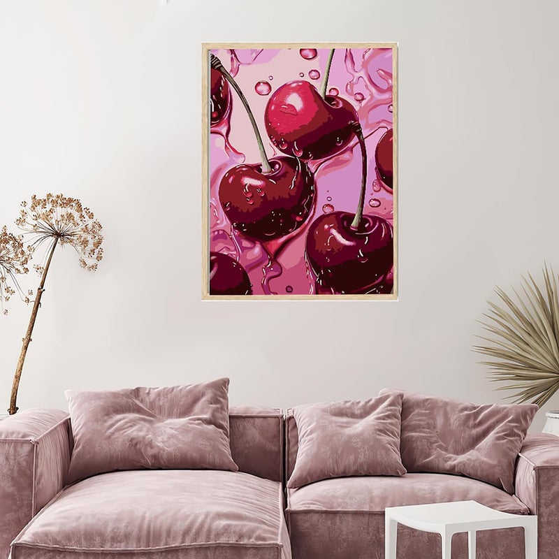 AIBOERL Cherry Diamond Art Kits for Adults,Cherry 5D Diamond Painting Kits for Adults Beginners,DIY Full Round Drill Diamond Dot Painting Gem Art Kits for Adult, Home Wall Decor 12x16Inch - Image 4