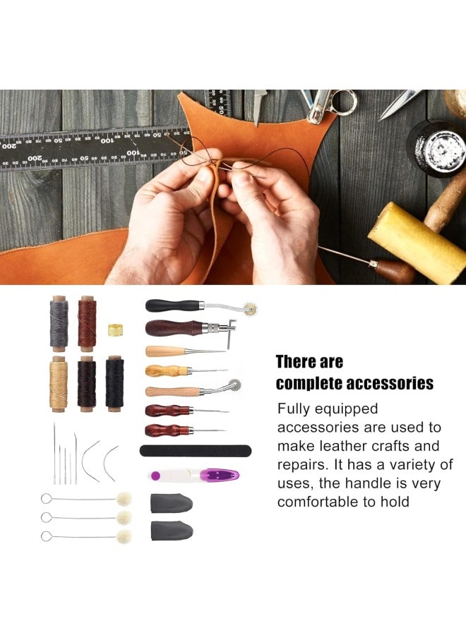 Leather Sewing Kit 27pcs Leather Work Tools Set Hand Sewn Sewing Repair Kit for Shoes Bag Sewing  - Image 2