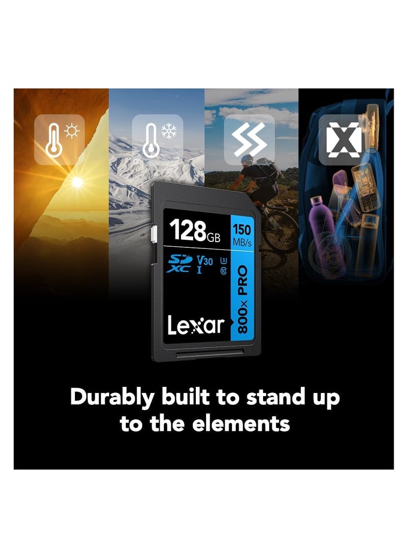 Lexar 128GB (2-Pack) High-Performance 800x PRO SDXC UHS-I Memory Card, C10, U3, V30, 4K UHD Video, Up to 150MB/s Read, for Point-and-Shoot & Mid-Range DSLR Cameras, HD Camcorders (LSD0800P128G-B2NNU) 128 GB - Image 2