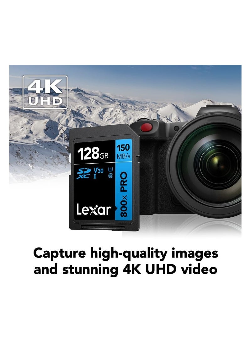 Lexar 128GB (2-Pack) High-Performance 800x PRO SDXC UHS-I Memory Card, C10, U3, V30, 4K UHD Video, Up to 150MB/s Read, for Point-and-Shoot & Mid-Range DSLR Cameras, HD Camcorders (LSD0800P128G-B2NNU) 128 GB - Image 3