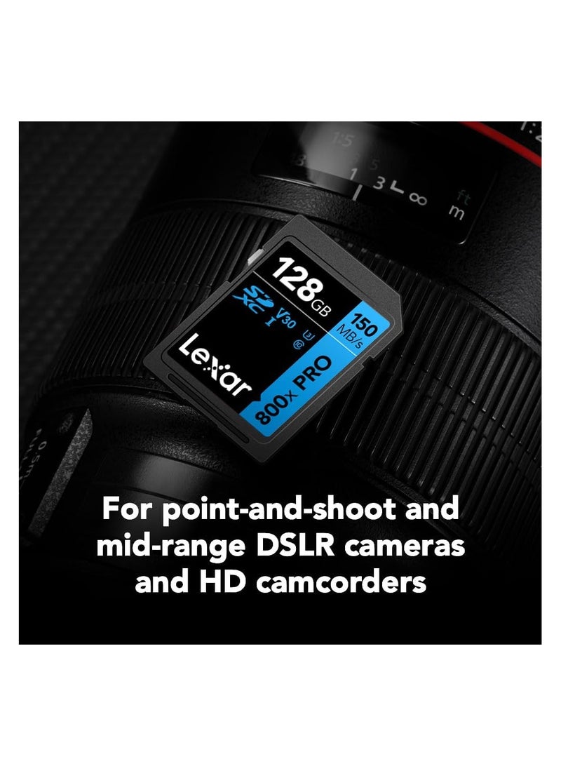 Lexar 128GB (2-Pack) High-Performance 800x PRO SDXC UHS-I Memory Card, C10, U3, V30, 4K UHD Video, Up to 150MB/s Read, for Point-and-Shoot & Mid-Range DSLR Cameras, HD Camcorders (LSD0800P128G-B2NNU) 128 GB - Image 4