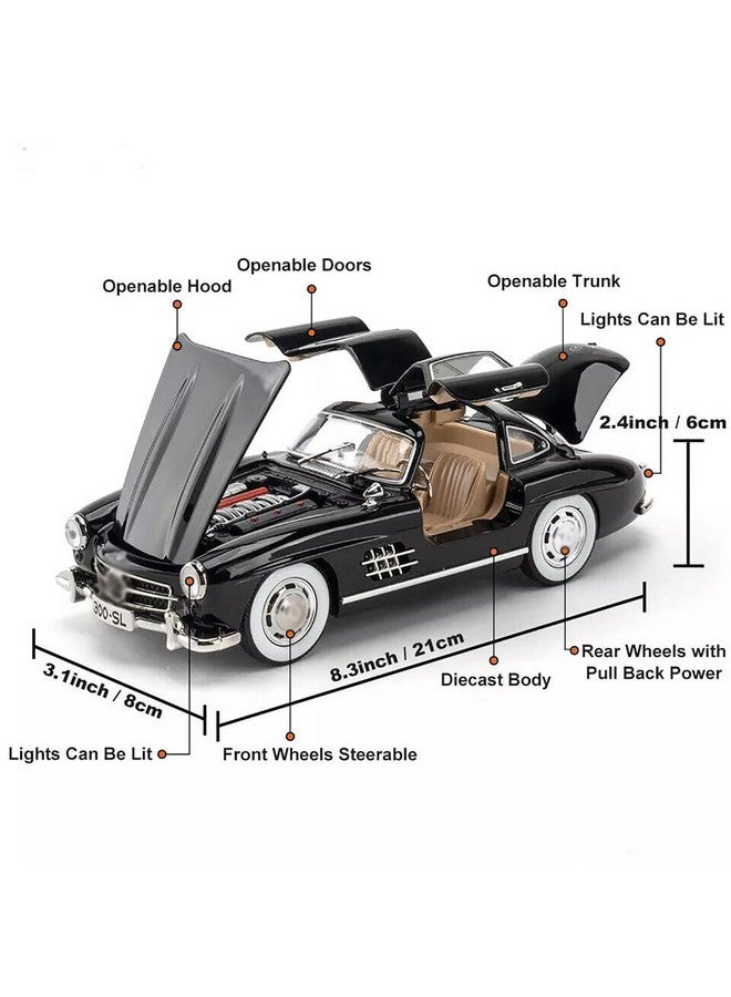 DEUSON ECOM 1:24 SL300 Vintage Toy Car Diecast Metal Classic Model Toy Car for Kids Light Sound Pullback Openable Door - Image 2