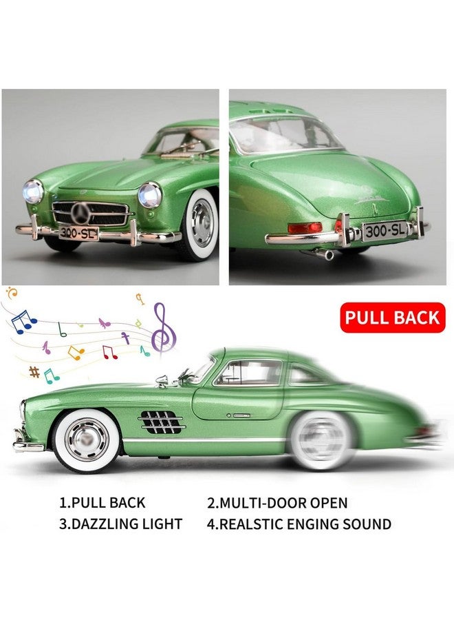DEUSON ECOM 1:24 SL300 Vintage Toy Car Diecast Metal Classic Model Toy Car for Kids Light Sound Pullback Openable Door - Image 3