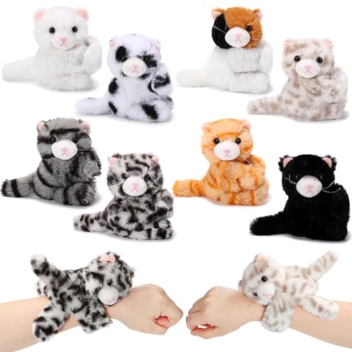 Liliful 8 Pack Kids Gifts Stuffed Animal Cat Slap Bracelets, Halloween Christmas 8 Inch Plush Wrist Cute Snap Bracelet Birthday for Boys Girls Child Bulk Item Pet Adoption Party Favors(Kittens) - Image 1