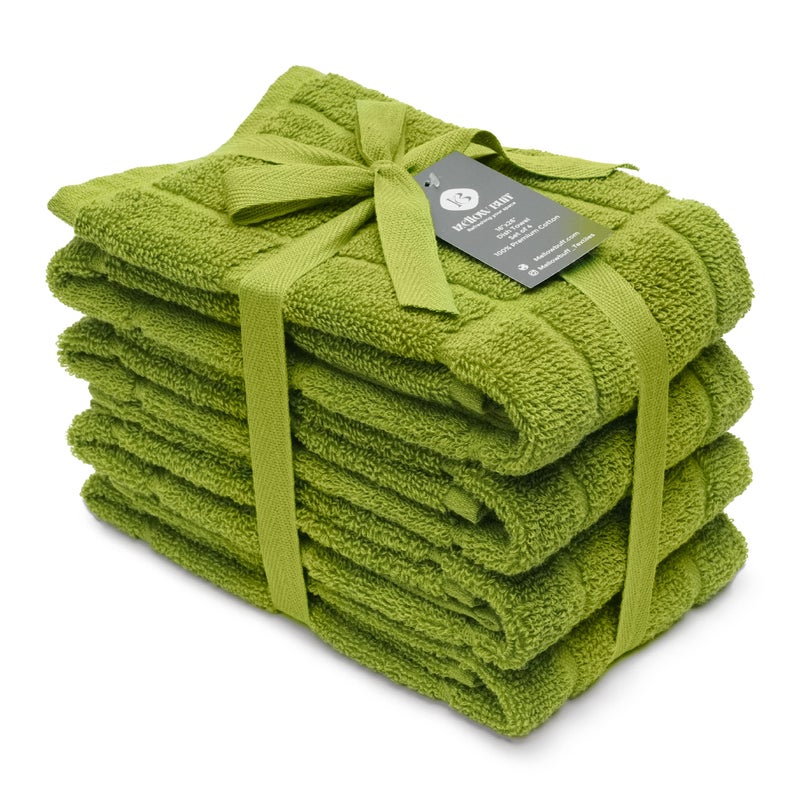 Mellow Buff 100 Cotton Terry Dish Towels 4 Pack Plain 16 x26 Inches Super Soft and Absorbent Kitchen Towels Perfect for Kitchen Cleaning and Dish Washing  Green
