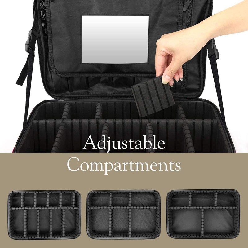SHAMAX Professional Makeup Case Organizer Bag for Women Travel Cosmetic Kit Storage Vanity Box Vanity Bag for Cosmetics Travel Cosmetic Kit Storage Organiser Black Extra Large - Image 5