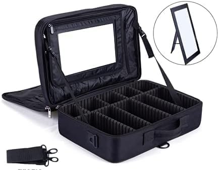 SHAMAX Professional Makeup Case Organizer Bag for Women Travel Cosmetic Kit Storage Vanity Box Vanity Bag for Cosmetics Travel Cosmetic Kit Storage Organiser Black Extra Large - Image 4