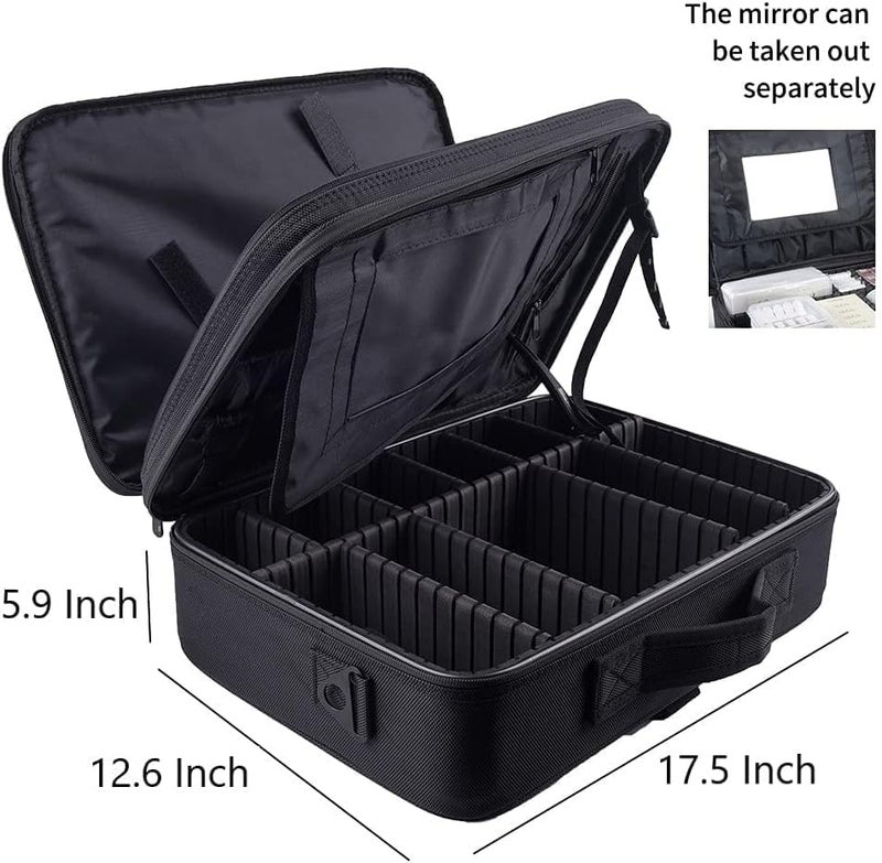 SHAMAX Professional Makeup Case Organizer Bag for Women Travel Cosmetic Kit Storage Vanity Box Vanity Bag for Cosmetics Travel Cosmetic Kit Storage Organiser Black Extra Large - Image 2