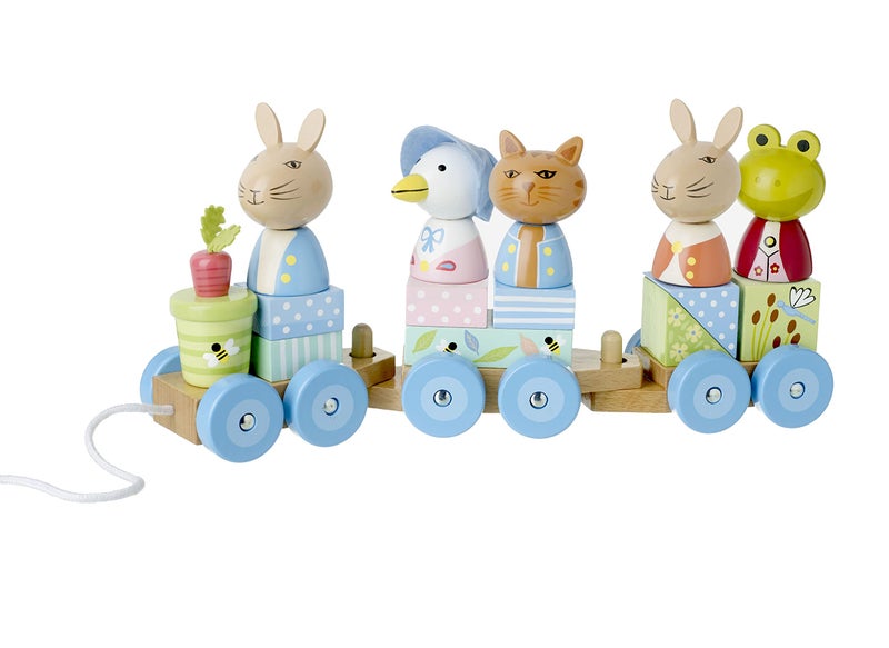 Orange Tree Toys Peter Rabbit Wooden Train Pull Along Toy - Push and Pull Stacking Toys, 1 Year Olds, Toddler - Puzzle Shapes, Early Development Activity Toys - Official Licensed Peter Rabbit Gifts by - Image 1