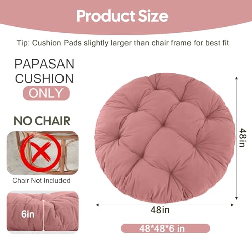 idee-home Papasan Chair Cushion, Circle Papasan Chair Cushion(Cushion Only) with Thick Corduroy Cover, 48 x 48 Inch Cushion for Egg Chair, Pink - Image 2