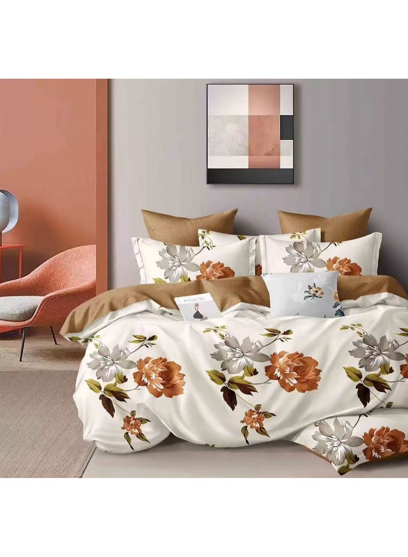 AL RAID King Size Duvet Cover Set 100% Microfibre, Luxuriously Soft 6 Piece King Size Bedsheet 1xDuvet Cover 220x240cm, 1xFitted Sheet 200x200+30cm, 4xPillow Case 50x75cm