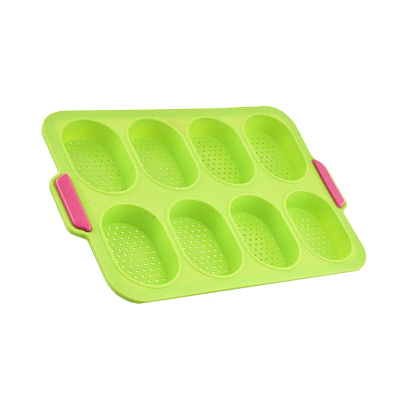 8 Slots French Roll Baking Mold Silicone Food Grade Bakeware Pudding Decorating Tools (Green) - Image 5