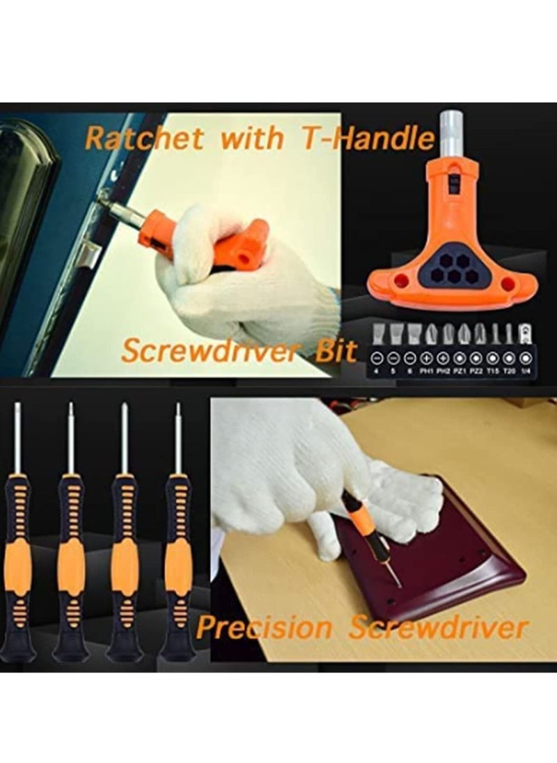 Arabest - 46-pcs Hand Tool Household Tool Kits Home,DIY and Professional Use,Auto Repair Tool Set, with Plastic Toolbox Storage Case - Image 1
