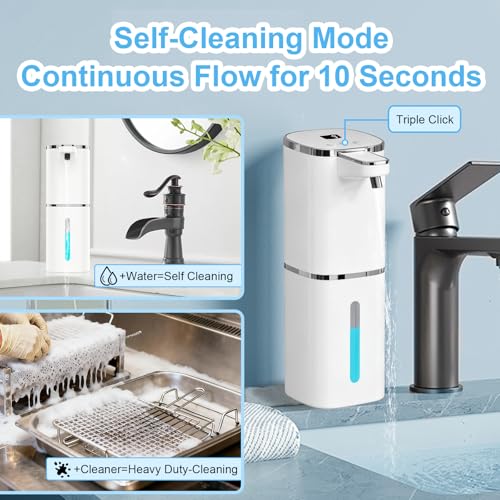 OHIFAST Automatic Liquid Soap Dispenser Touchless, USB Rechargeable Smart Hand Soap Dispenser, 9-Level Adjustable, Physical Button Operation, 13.5oz/400mL Wall Mounted for Bathroom Kitchen Dish Soap - Image 4