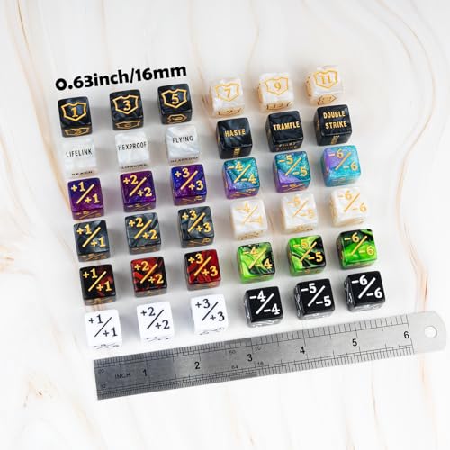 LAMJAM 78 Pieces MTG Dice Counters Bulk Life Keyword Counter Dice Set Plus 11 Buff Ability Tokens for MTG TCG Cards Gaming Accessories - Image 5