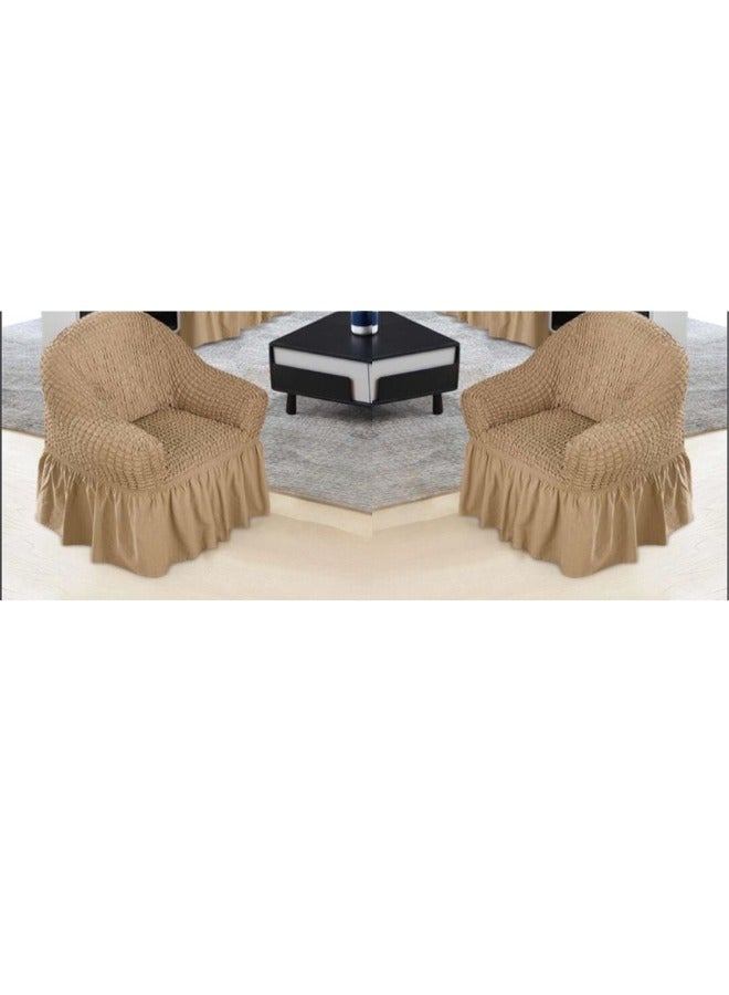 سمارت هوم طقم غطاء كنب، غطاء كنب مرن مكون من ٤ قطع، قطعتين من أغطية الكراسي وقطعتين من أغطية الكنب. الطقم مناسب لجميع أحجام الكراسي والأرائك. - Image 2