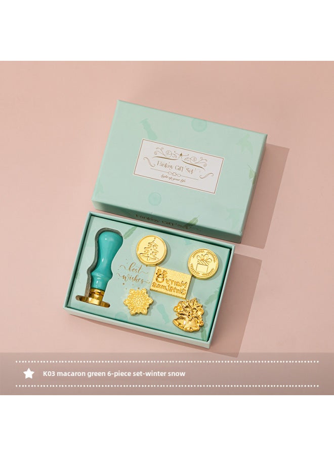 Autonomy New Macaron Fire Lacquer Wax Grain Furnace Seal Hand Account Valentine's Day Birthday Gift Lacquer Seal Full Set - Image 1