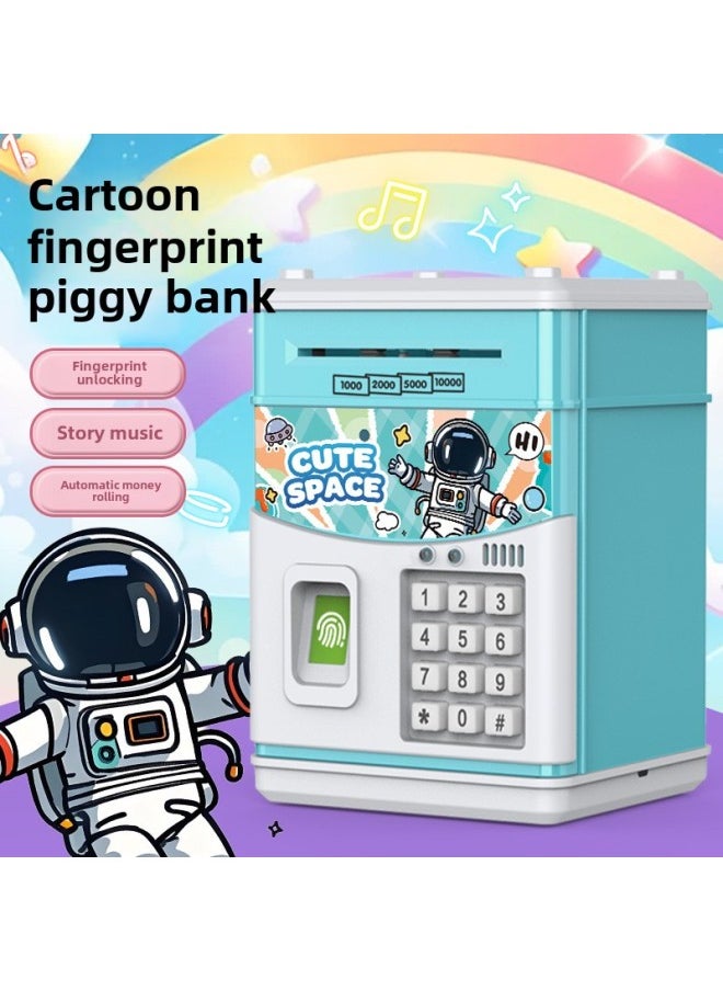 2025 Direct Piggy Bank Simulation Fingerprint Creative Password Piggy Bank Deposit Machine ATM Children's Map-Color:Fingerprint Password Chinese Battery-pink Rabbit