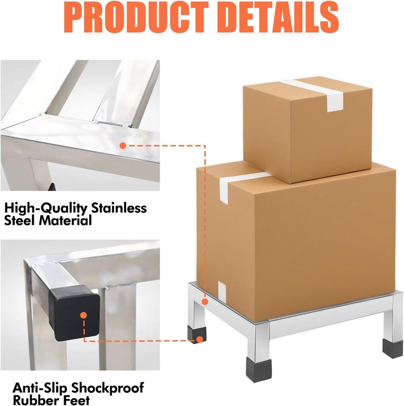 Wibeelee 3 Packs Dunnage Rack 11.8 * 11.8 * 3.9 Inch Stainless Steel Dunnage Racks Assembly-Free Food Service Storage Racks Floor Rack for Storage in Restaurants, Kitchens, Garages - Image 4