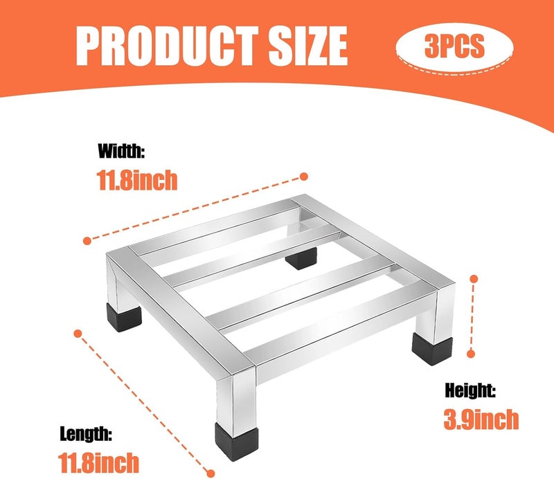 Wibeelee 3 Packs Dunnage Rack 11.8 * 11.8 * 3.9 Inch Stainless Steel Dunnage Racks Assembly-Free Food Service Storage Racks Floor Rack for Storage in Restaurants, Kitchens, Garages - Image 2
