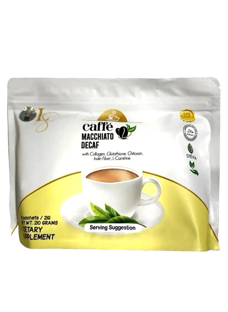 Luxe Slim Caffè Macchiato Decaf – Collagen Coffee with Glutathione & Stevia – 10 Sachets