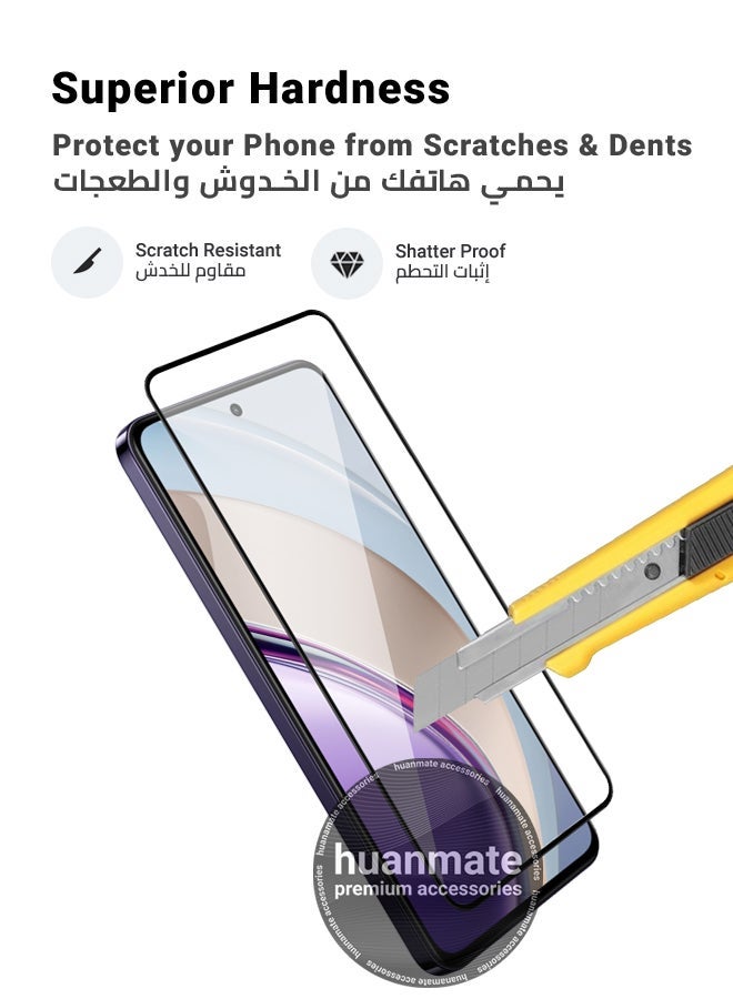 huanmate 2 Pieces Vivo V40 Lite Screen Protector – Premium Edge to Edge Tempered Glass, High Transparency, Delicate Touch, Anti-Explosion, Smooth Arc Edges, Easy Installation - Image 3