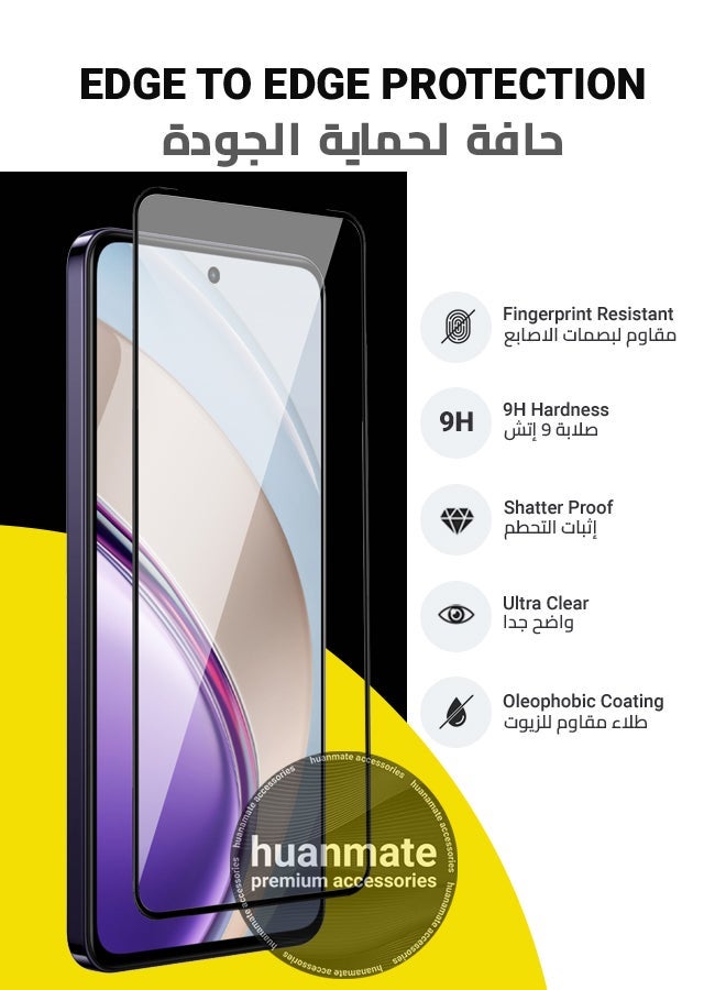 huanmate 2 Pieces Vivo V40 Lite Screen Protector – Premium Edge to Edge Tempered Glass, High Transparency, Delicate Touch, Anti-Explosion, Smooth Arc Edges, Easy Installation - Image 2