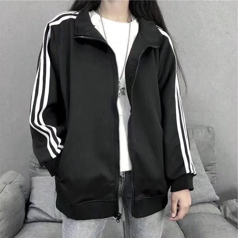 2023 Autumn New Loose-Fit Trendy Womens Jacket Lightweight Korean Style Black Baseball Shirt Student Warm Weather Short Coat White  - Image 2