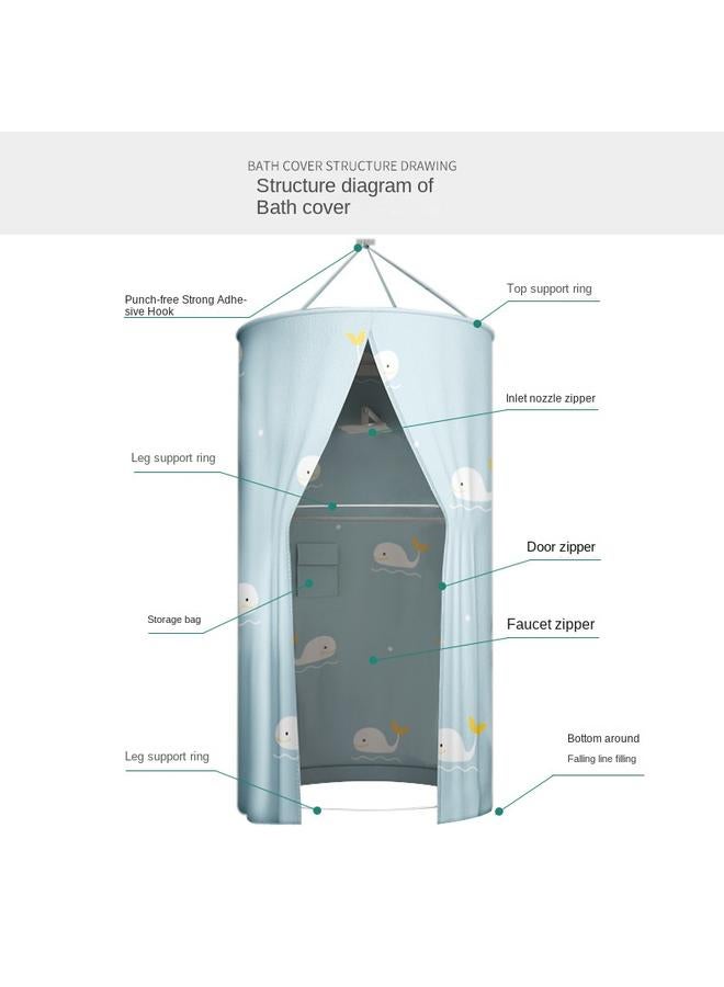 Bluejw Bathroom Shower Curtain Waterproof Cloth Bathroom Bath Cover Bath Cover Winter Household Heat Preservation Cover Warm Bath Photo Thickening - Image 3