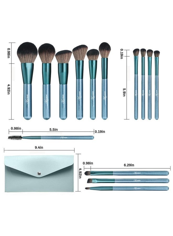 ماي كرييت مجموعة فرش مكياج احترافية مكونة من 14 قطعة، مجموعة أحمر الخدود الفاخرة مع فرشاة كريم الأساس وحقيبة، مجموعات فرش ذات شعيرات ناعمة في المكياج للمبتدئين وفناني المكياج والطلاب - Image 4
