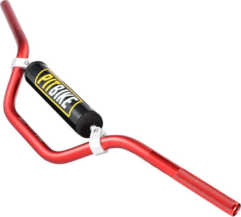 RUTU 7/8" Dirt Bike Handlebars with Foam Pad - Compatible with CRF YZF KXF KLX RMZ DRZ - 6061-T6 Aluminum - Red - Image 1