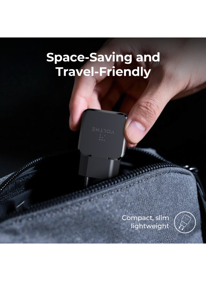 VOLTME Revo 20W Lite Ultrathin Black, Portable USB-C Wall Charger Dual Port Fast Charge AC PD3.0 PPS Adapter Compatible with iPhone 14/13/Pro/Pro Max/12/11, Galaxy Note, Xiaomi/Huawei/Pixel - Image 4