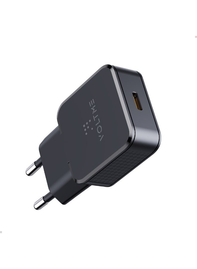 VOLTME Revo 20W Lite Ultrathin Black, Portable USB-C Wall Charger Dual Port Fast Charge AC PD3.0 PPS Adapter Compatible with iPhone 14/13/Pro/Pro Max/12/11, Galaxy Note, Xiaomi/Huawei/Pixel - Image 1