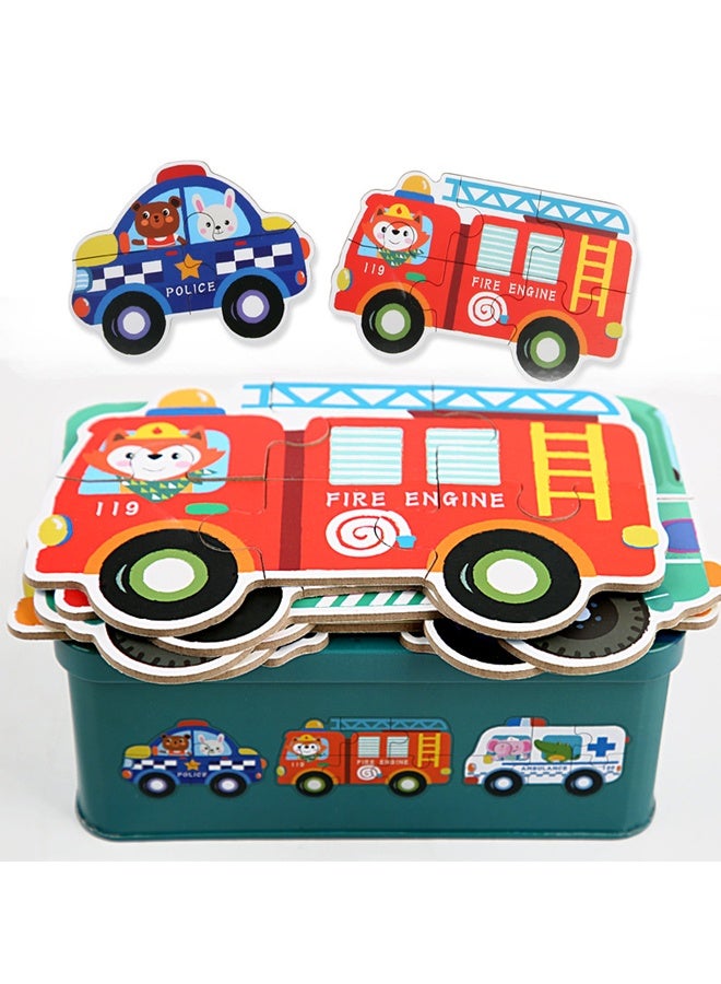 HALAMODO SIX-IN-ONE Puzzle Transportation CarsShaped Wooden Jigsaw Puzzles for Toddlers Ages 3+, Level-up Puzzles for Beginner, Montessori Learning Toys Preschool Educational Activity - Image 1