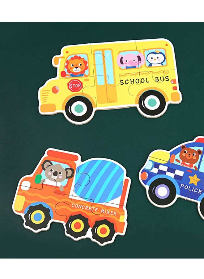 HALAMODO SIX-IN-ONE Puzzle Transportation CarsShaped Wooden Jigsaw Puzzles for Toddlers Ages 3+, Level-up Puzzles for Beginner, Montessori Learning Toys Preschool Educational Activity - Image 4