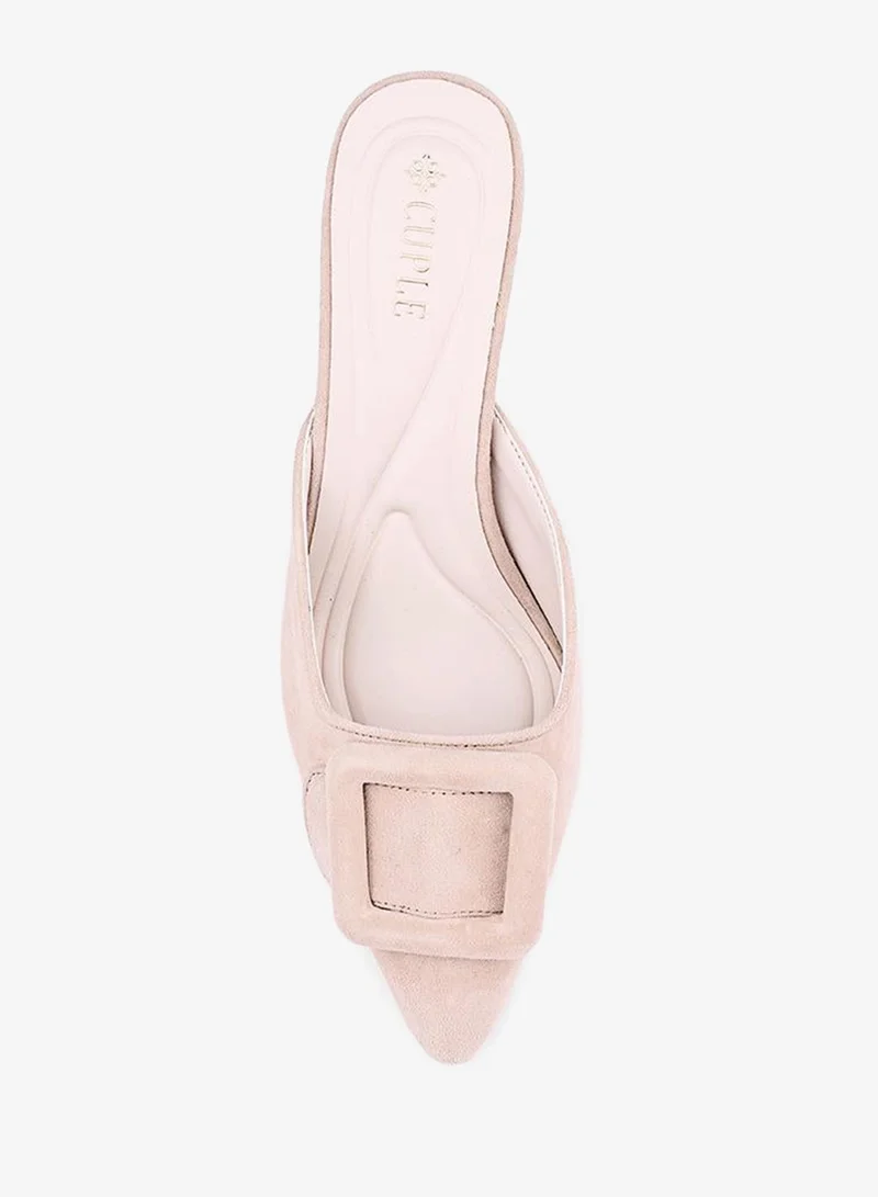 Cuple LT Beige Women Pointed Toe Mule Heels for Women | Best Price UAE