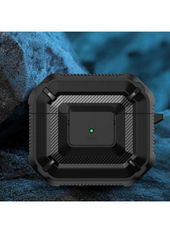 Case Cover Diamond Texture Earphone Protective Case with Switch & Hook For AirPods 3 Black