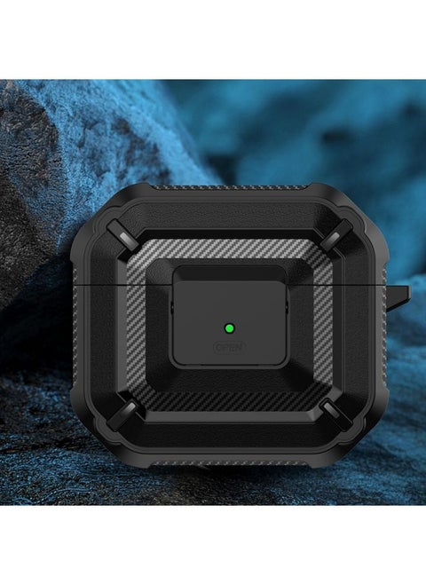 Case Cover Diamond Texture Earphone Protective Case with Switch & Hook For AirPods 3 Black