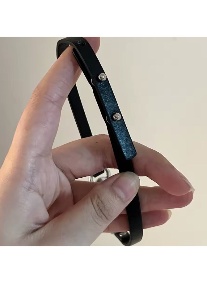 Hip Hop New Fashion Small Silver Bell Pendant Black Leather Choker Necklace for Women - Image 4